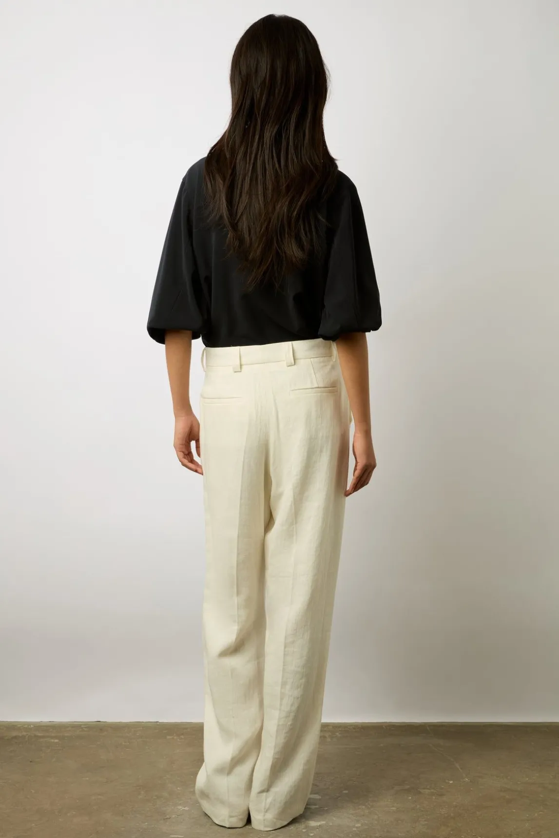 Pantalon Large En Lin Ecru - Cyndelle