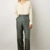 Pantalon Large En Soie Marine - Chanael