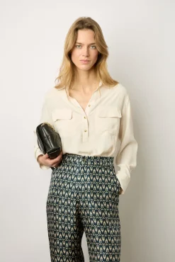 Pantalon Large En Soie Marine - Chanael