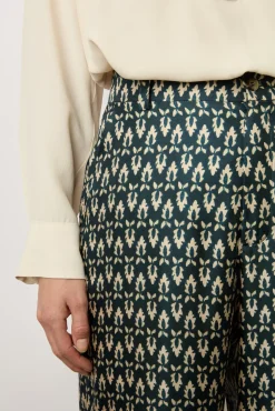 Pantalon Large En Soie Marine - Chanael