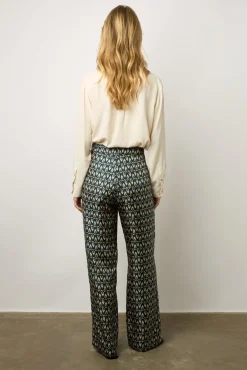 Pantalon Large En Soie Marine - Chanael