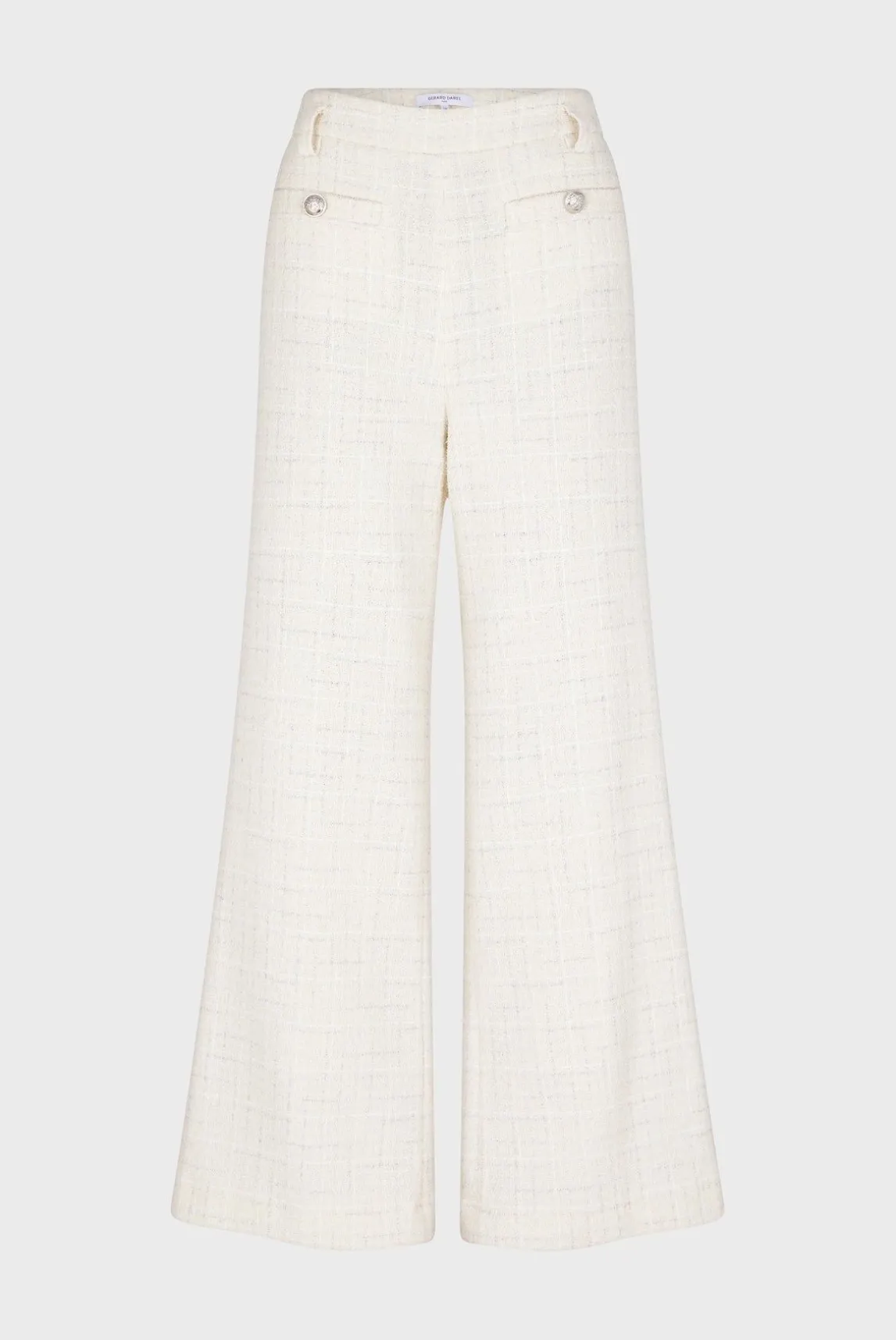 Pantalon Large En Tweed Ecru - Callie