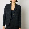 Pantalon Large En Tweed Marine - Cheraze