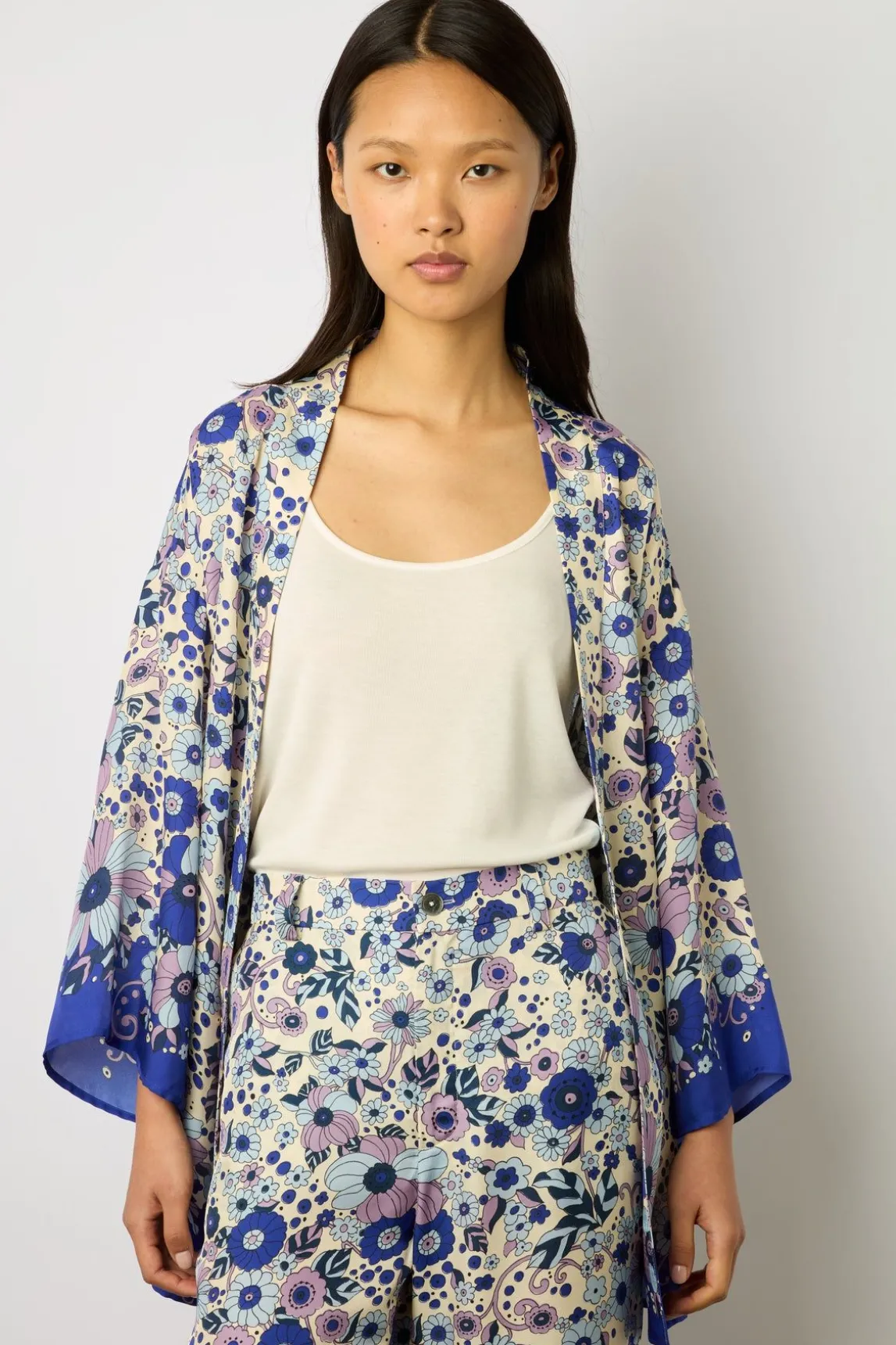 Pantalon Satine A Fleurs Naturel - Carmel