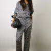 Pantalon Satine Imprime Encre - Cinzia