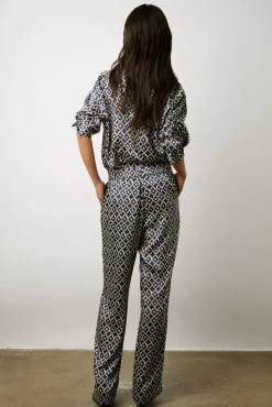 Pantalon Satine Imprime Encre - Cinzia