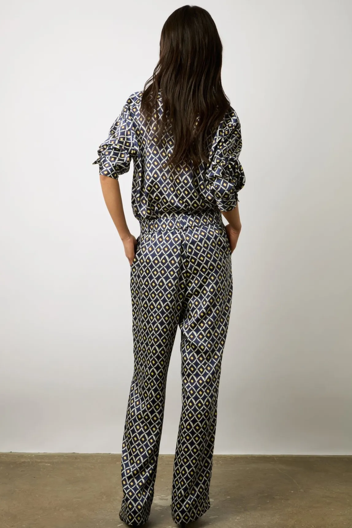 Pantalon Satine Imprime Encre - Cinzia