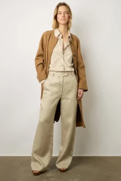 Pantalon Tailleur En Lin Sable - Carmen