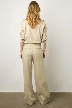 Pantalon Tailleur En Lin Sable - Carmen