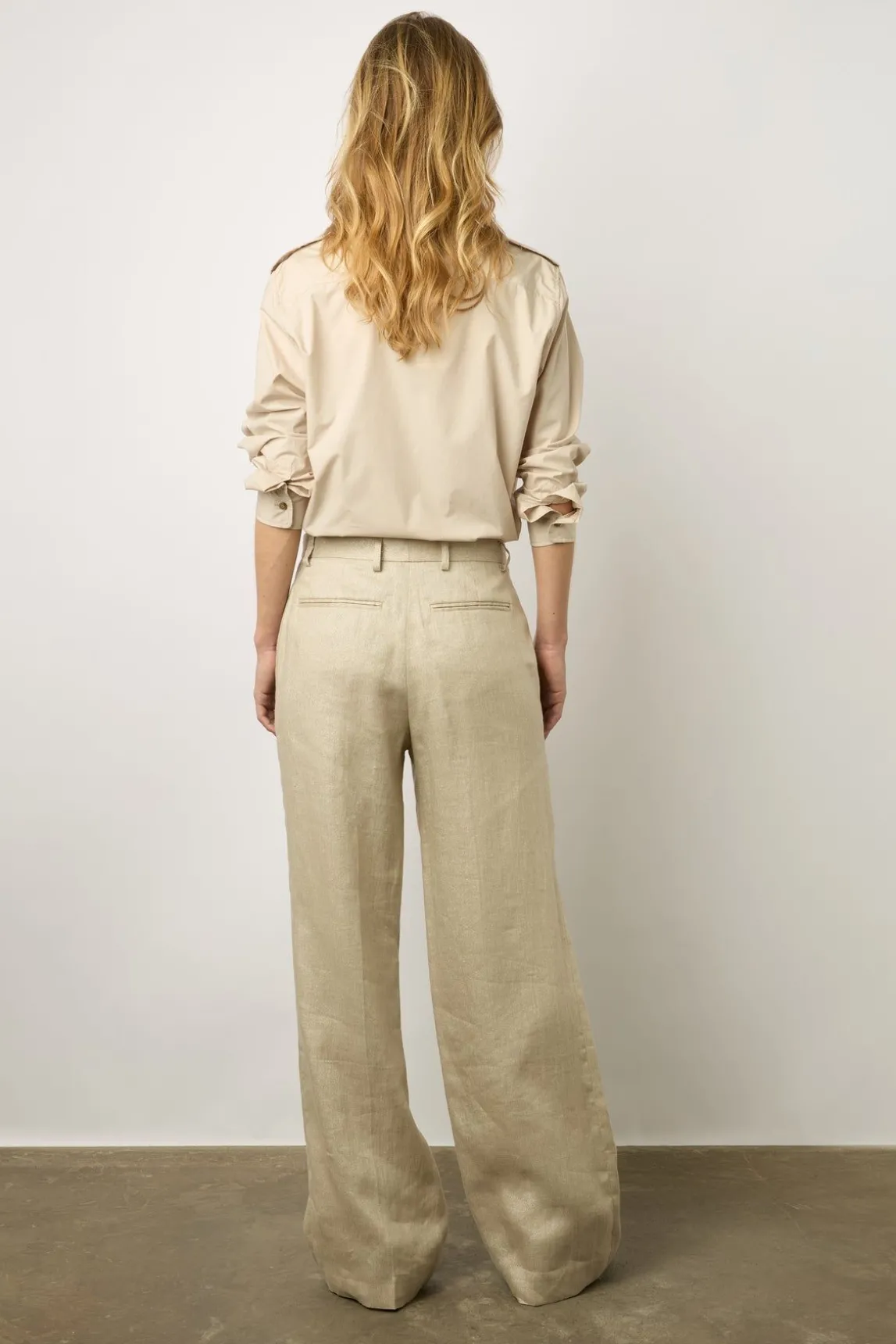 Pantalon Tailleur En Lin Sable - Carmen