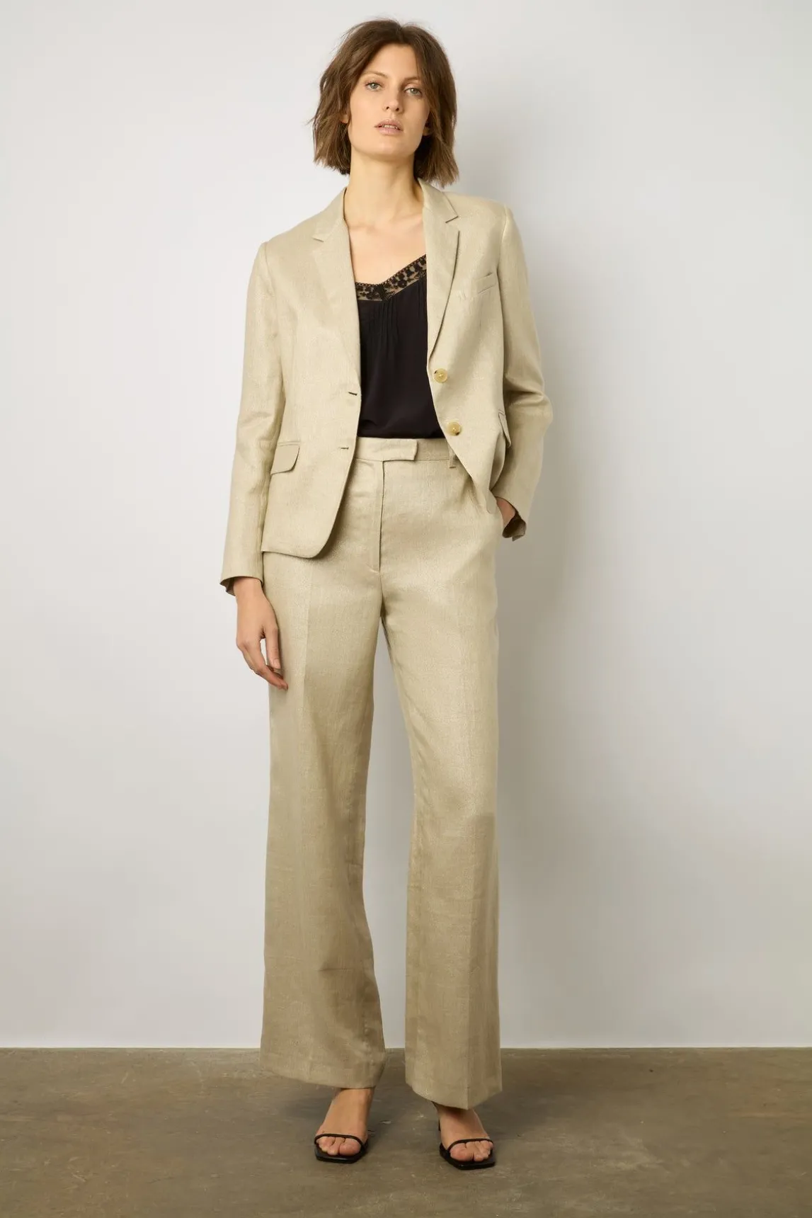 Pantalon Tailleur En Lin Sable - Carmen