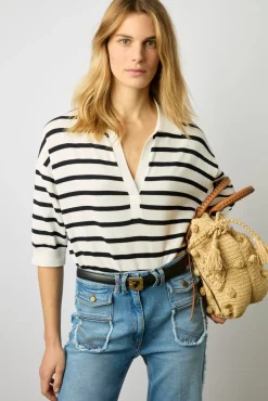 Polo En Coton A Rayures Blanc - Latefa
