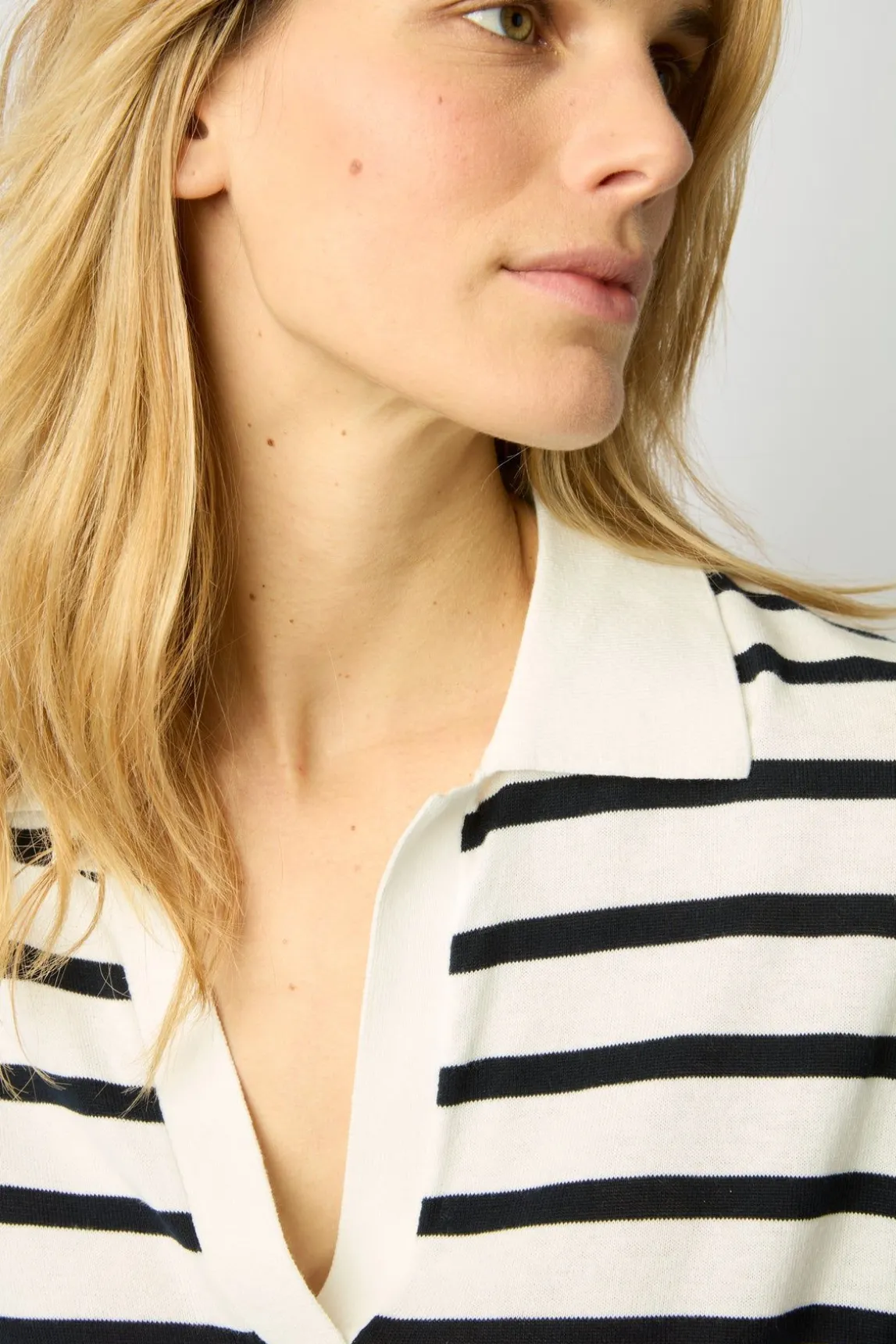 Polo En Coton A Rayures Blanc - Latefa