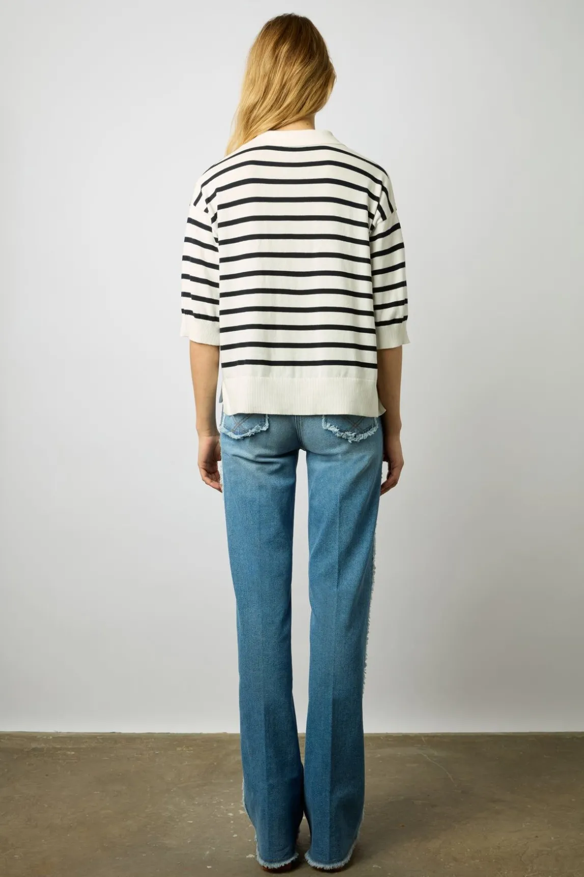 Polo En Coton A Rayures Blanc - Latefa