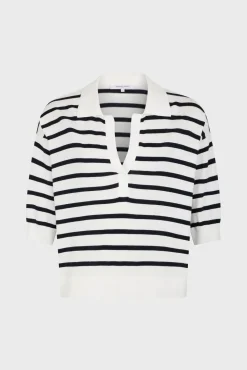 Polo En Coton A Rayures Blanc - Latefa
