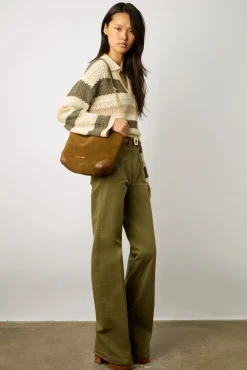 Polo En Coton Ajoure Raye Ecru - Lea