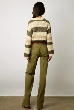 Polo En Coton Ajoure Raye Ecru - Lea