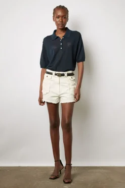 Polo En Lin Melange Marine - Lana