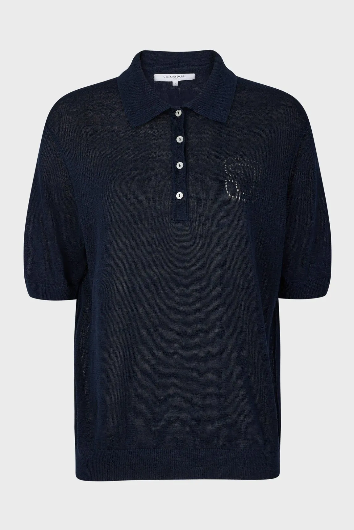 Polo En Lin Melange Marine - Lana