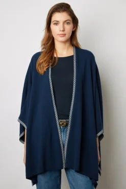 Poncho Cachemire Chevrons Marine - Landa