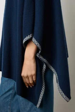 Poncho Cachemire Chevrons Marine - Landa