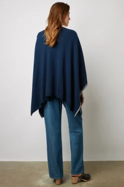 Poncho Cachemire Chevrons Marine - Landa