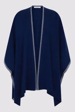Poncho Cachemire Chevrons Marine - Landa