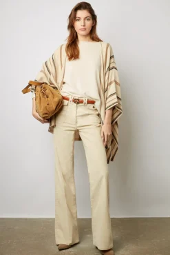 Poncho Cachemire Raye Sable - Lucinde