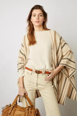 Poncho Cachemire Raye Sable - Lucinde