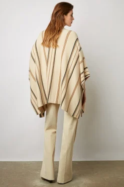 Poncho Cachemire Raye Sable - Lucinde