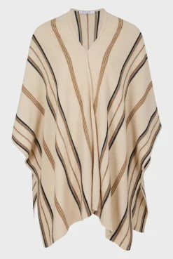 Poncho Cachemire Raye Sable - Lucinde