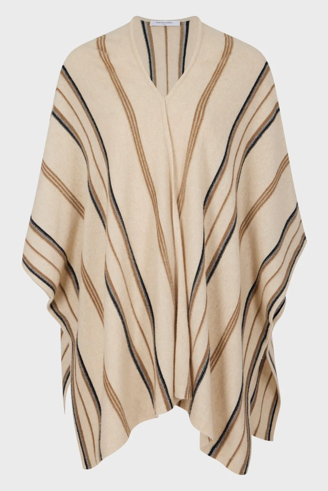 Poncho Cachemire Raye Sable - Lucinde