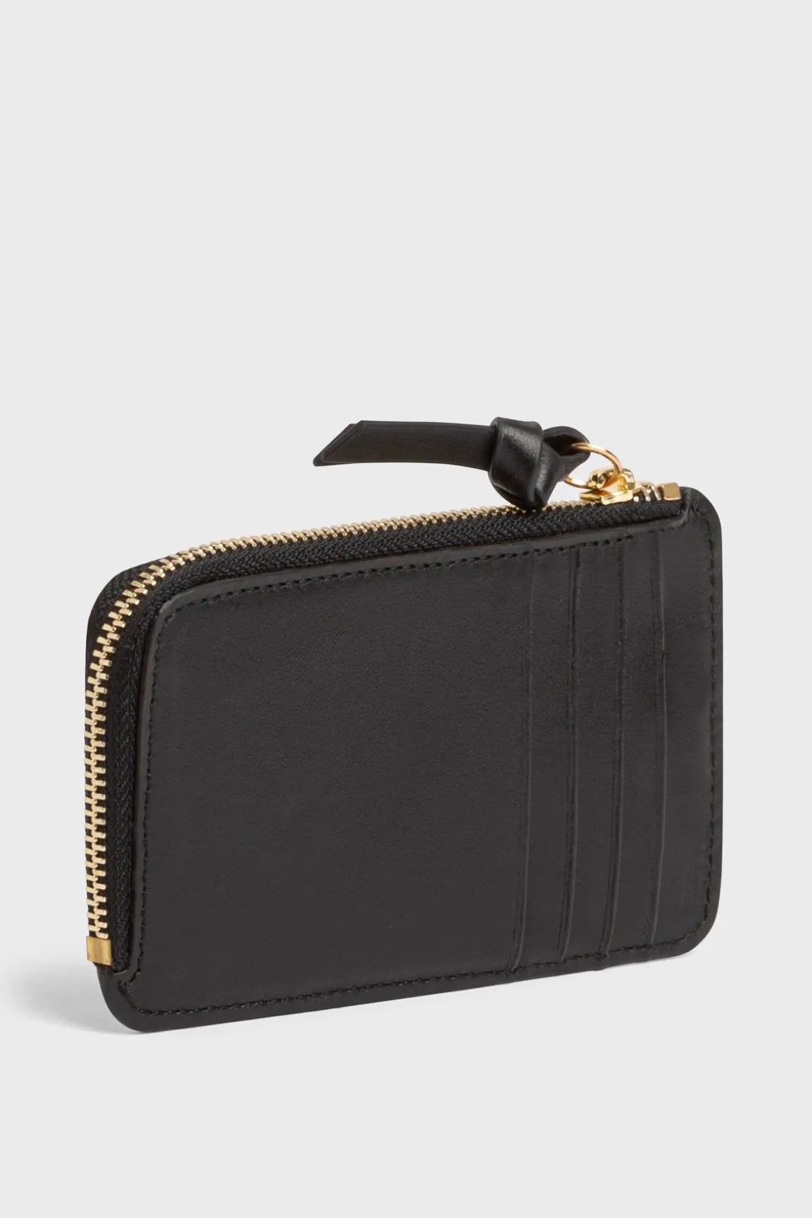 Porte Carte En Cuir Lisse Noir - Cardholder