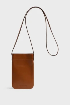 Porte Telephone En Cuir Cognac - Ladyphone