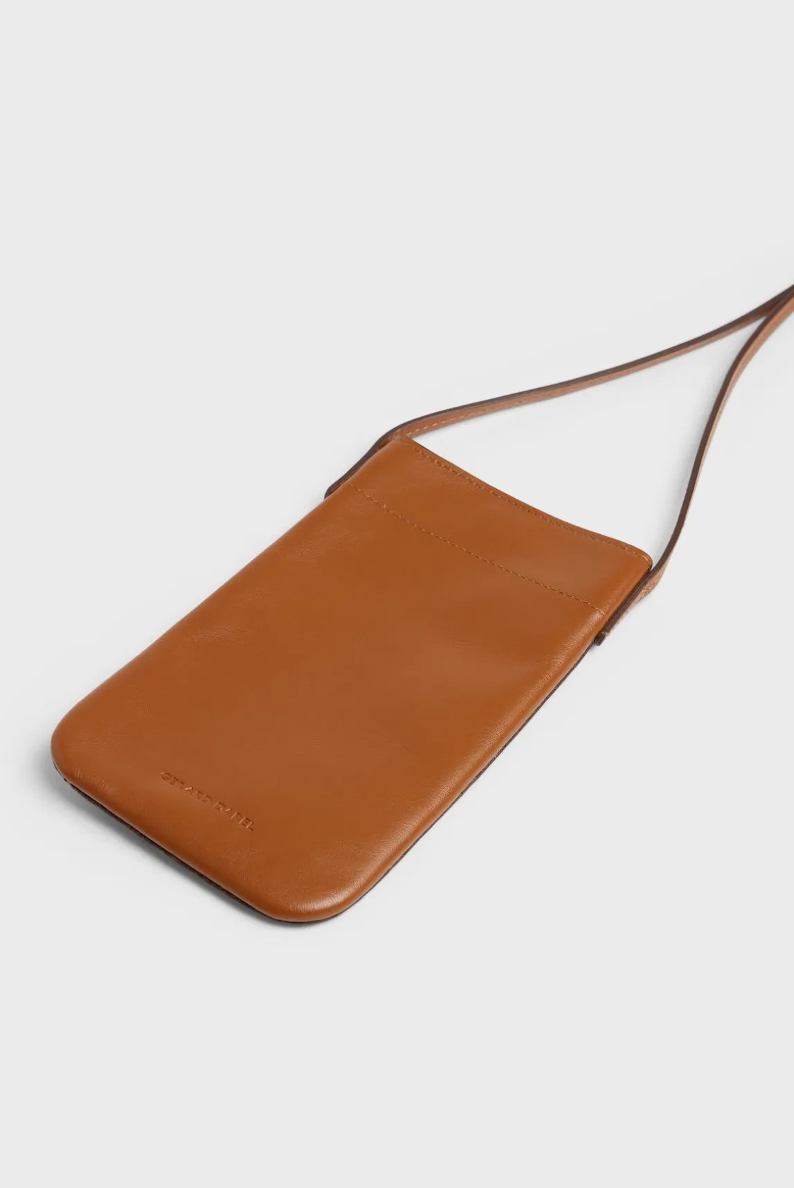 Porte Telephone En Cuir Cognac - Ladyphone