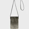 Porte Telephone En Cuir Lamine Effet Glitter - Ladyphone
