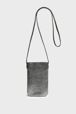 Porte Telephone En Cuir Lamine Effet Glitter - Ladyphone
