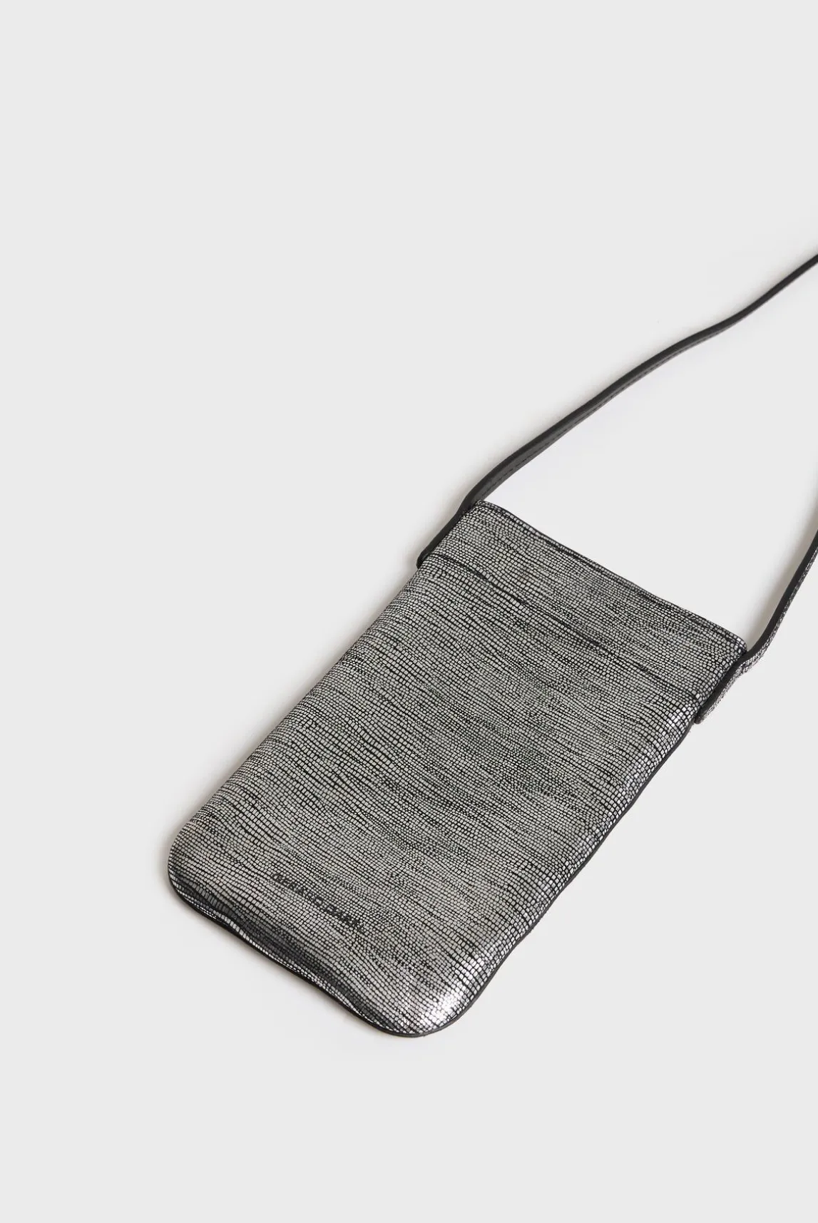 Porte Telephone En Cuir Lamine Effet Glitter - Ladyphone