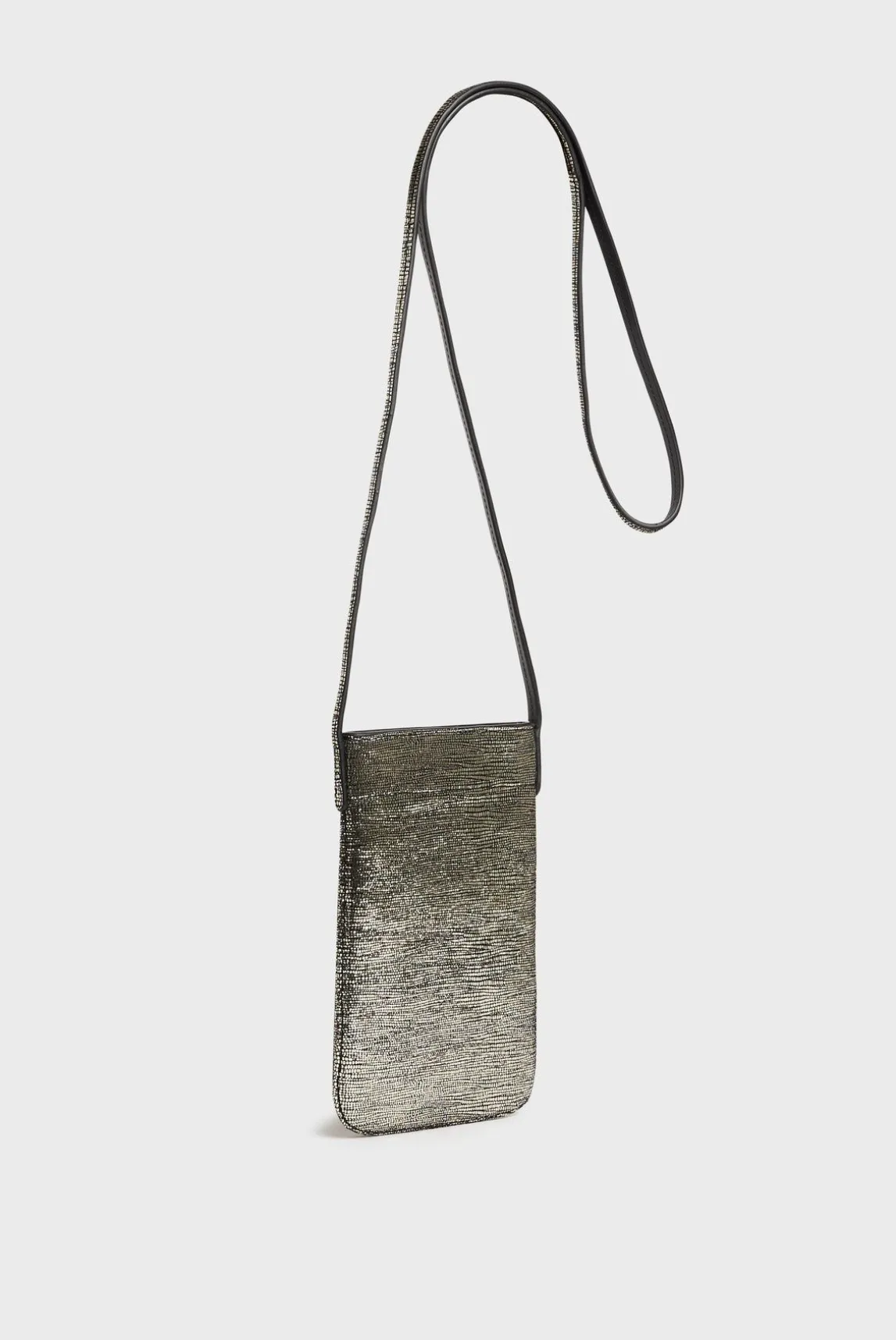 Porte Telephone En Cuir Lamine Effet Glitter - Ladyphone