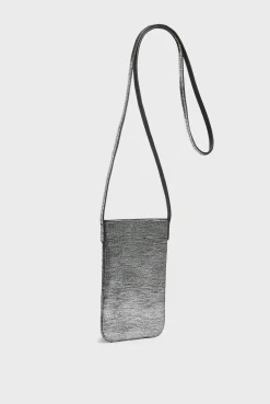 Porte Telephone En Cuir Lamine Effet Glitter - Ladyphone