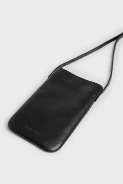 Porte Telephone En Cuir Noir - Ladyphone