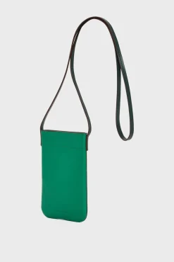 Porte Telephone En Cuir Vert - Ladyphone
