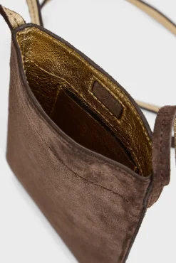 Porte Telephone En Cuir Velours Interieur Metallise - Ladyphone