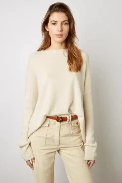 Pull Cachemire A Col Rond Ecru - Laurrea