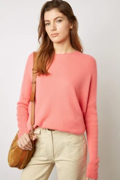 Pull Cachemire A Col Rond Corail - Laurrea