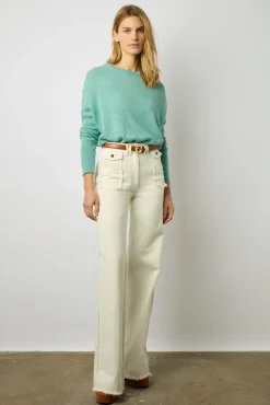 Pull Cachemire Col Rond Vert D'Eau - Laurrea