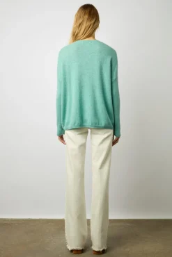 Pull Cachemire Col Rond Vert D'Eau - Laurrea
