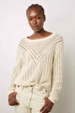 Pull Col Rond Ajoure Ecru - Leana