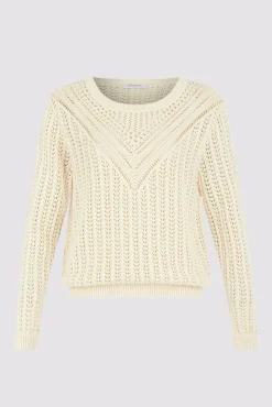 Pull Col Rond Ajoure Ecru - Leana