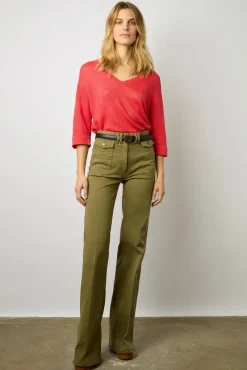 Pull Col V En Lin Ecrevisse - Lee